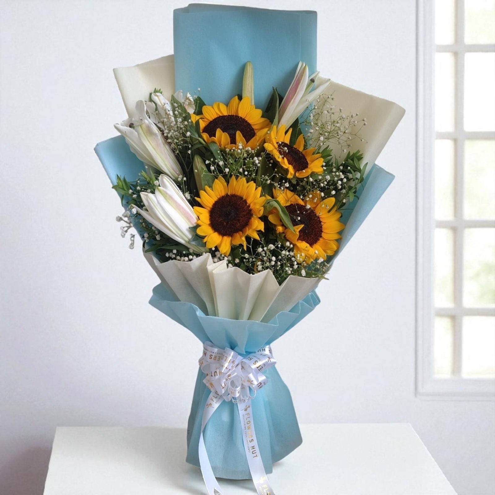 sunflower and tiger lily bouquet Sunflower and Lilies Bouquet – Flowers Hut