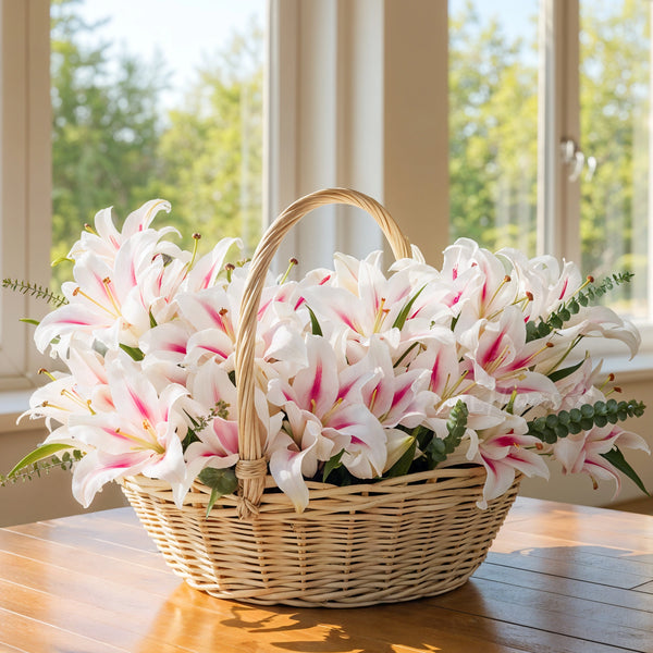 30 Oriental Lilies in Basket