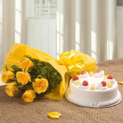 Yellow Roses & Cake