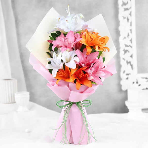 Tri-Color Lily Bouquet