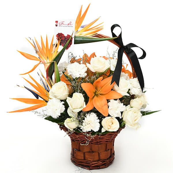 Elegant Mix Flowers Basket with BOP & Lilies