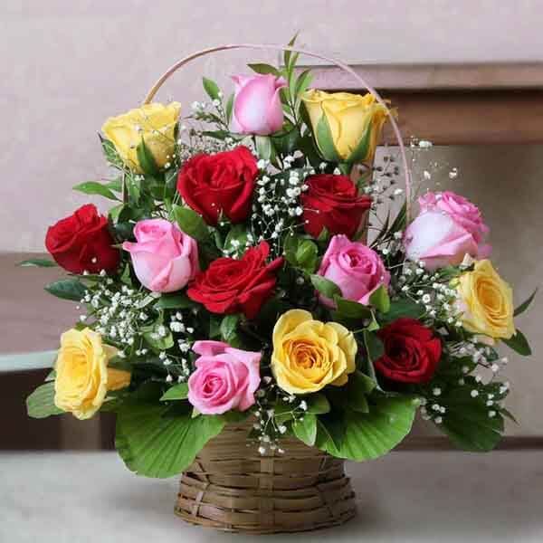 Colorful Roses Basket
