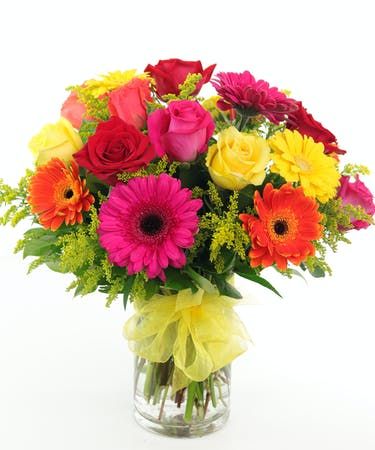 Cylindrical Roses and Gerbera