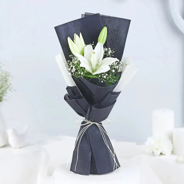 Single White Asiatic Lily Bouquet