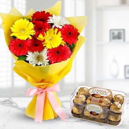 Mix gerbera with Ferrero