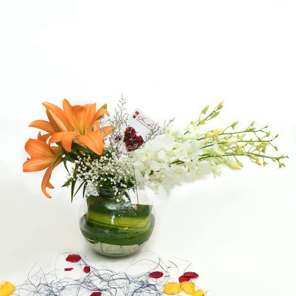 Enthusiastic Lilies with Orchids