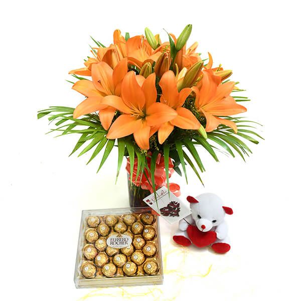 Orange Lilies Ferrero Combo