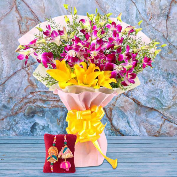 Orchids Lilies with Rakhi