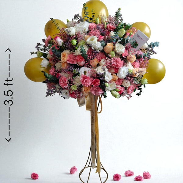 Mix Flowers Arrangement on Stand