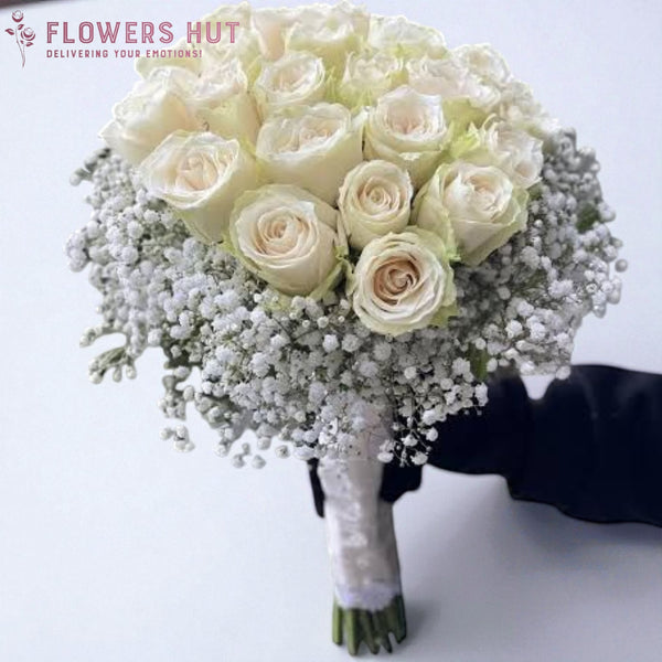 White Roses Bridal Bouquet