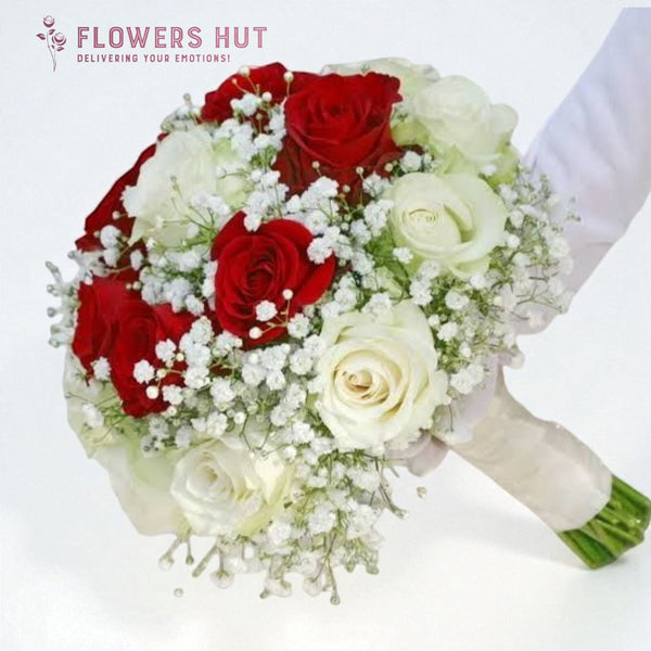 Red and White Roses Bridal Bouquet