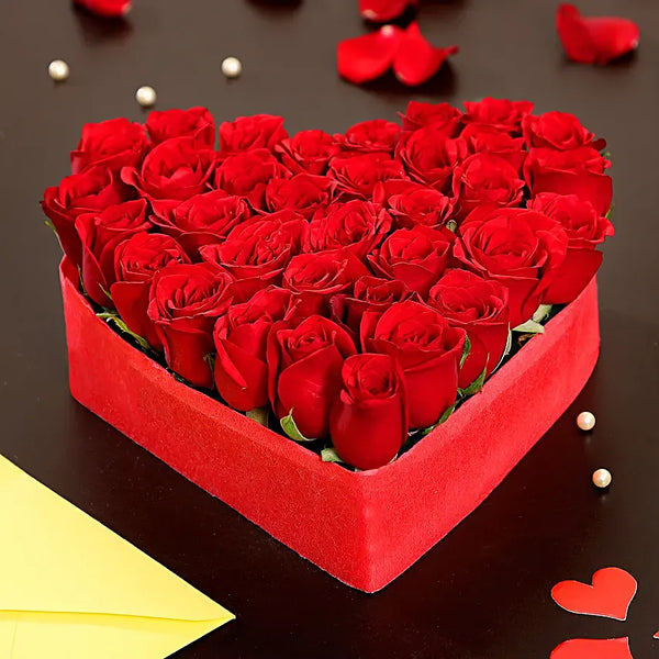 Red Roses Heart-Shaped Arrangement