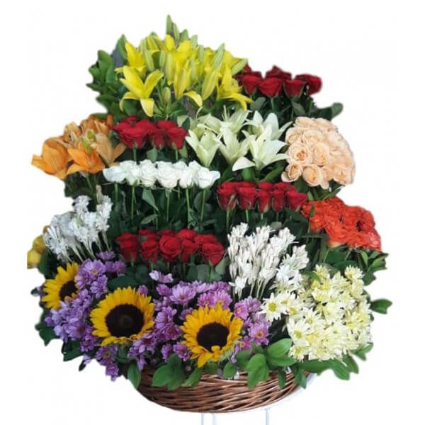 Grand Mix of Blooms in a Basket