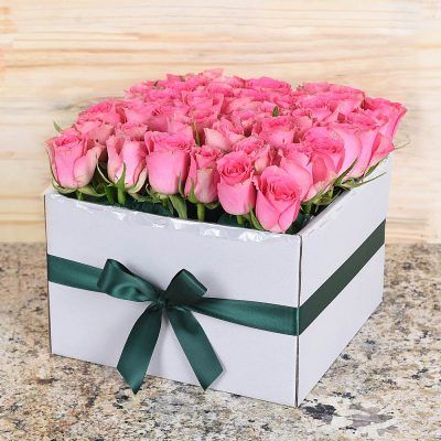 The Pink Roses in Box