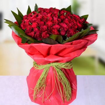 50 red roses bouquet 