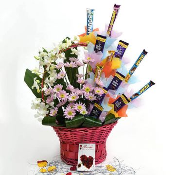 Cozy Chocolaty Flowers Basket