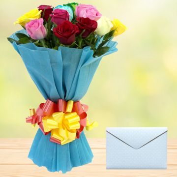 Beautiful Roses with Card