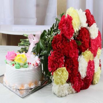 Mix Carnations with Pineapple Cake