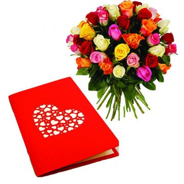 Colorful Roses with Greeting Card