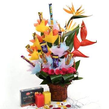 Imported Choco-Flowers Basket