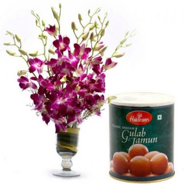 Gulab Jamun With Orchids