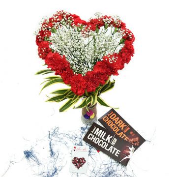 Hearty Carnations with Chocolates