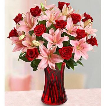 Liliatic Roses in Vase