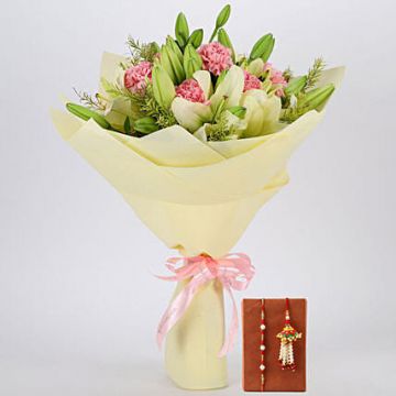 Lilies Carnations with Rakhi