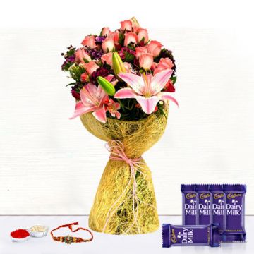 Lilies Roses with Rakhi