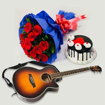 Musical Roses & Cake Combo