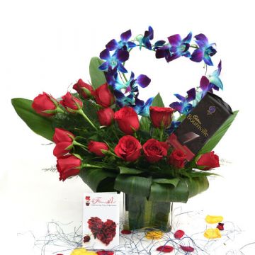 Special Blue Heart with Roses
