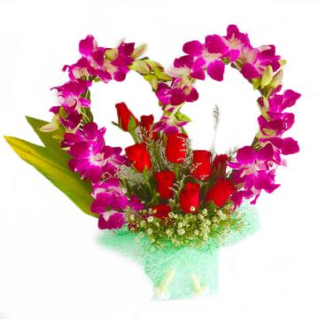 Orchids Heart with Roses