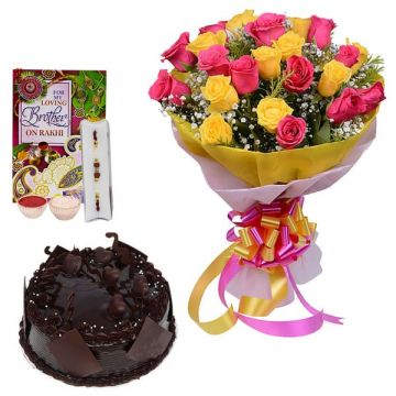 Rakhi with Roses and Cake