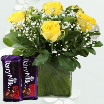 Yellow Roses with Chocolates