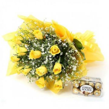 Yellow Roses With Chocolate